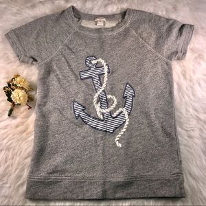 J Crew Nautical Anchor Short Sleeve Sweatshirt
